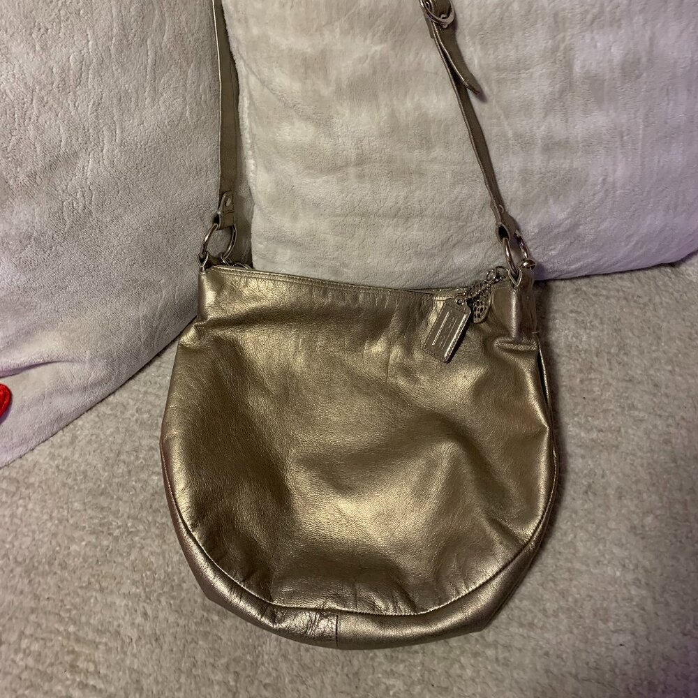 Vintage Gold Leather Coach Bag